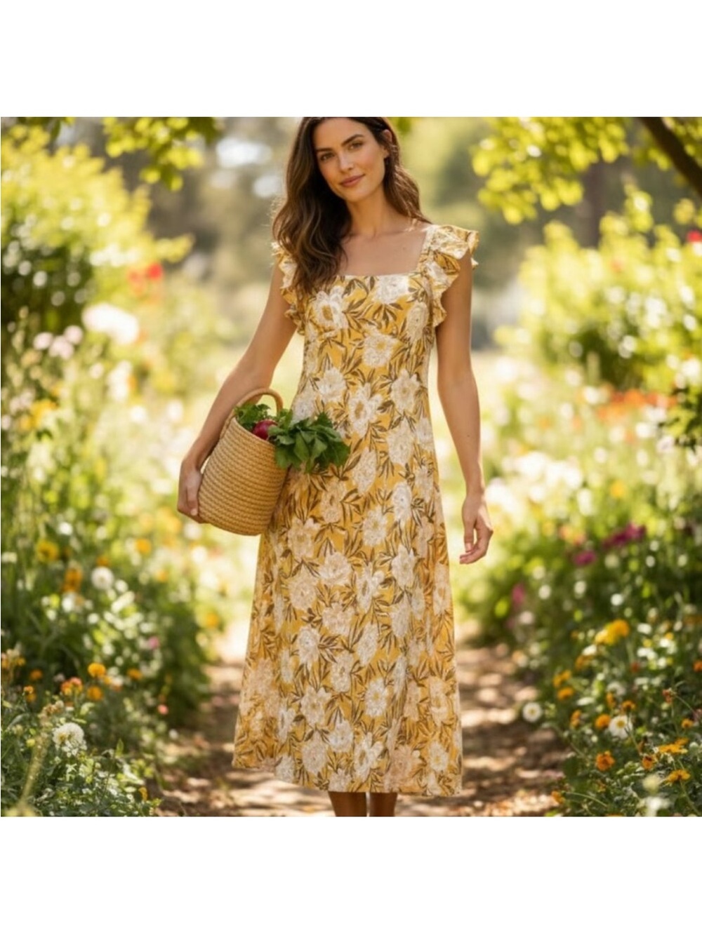 Madewell Angelina Floral Yellow Maxi Slip Dress